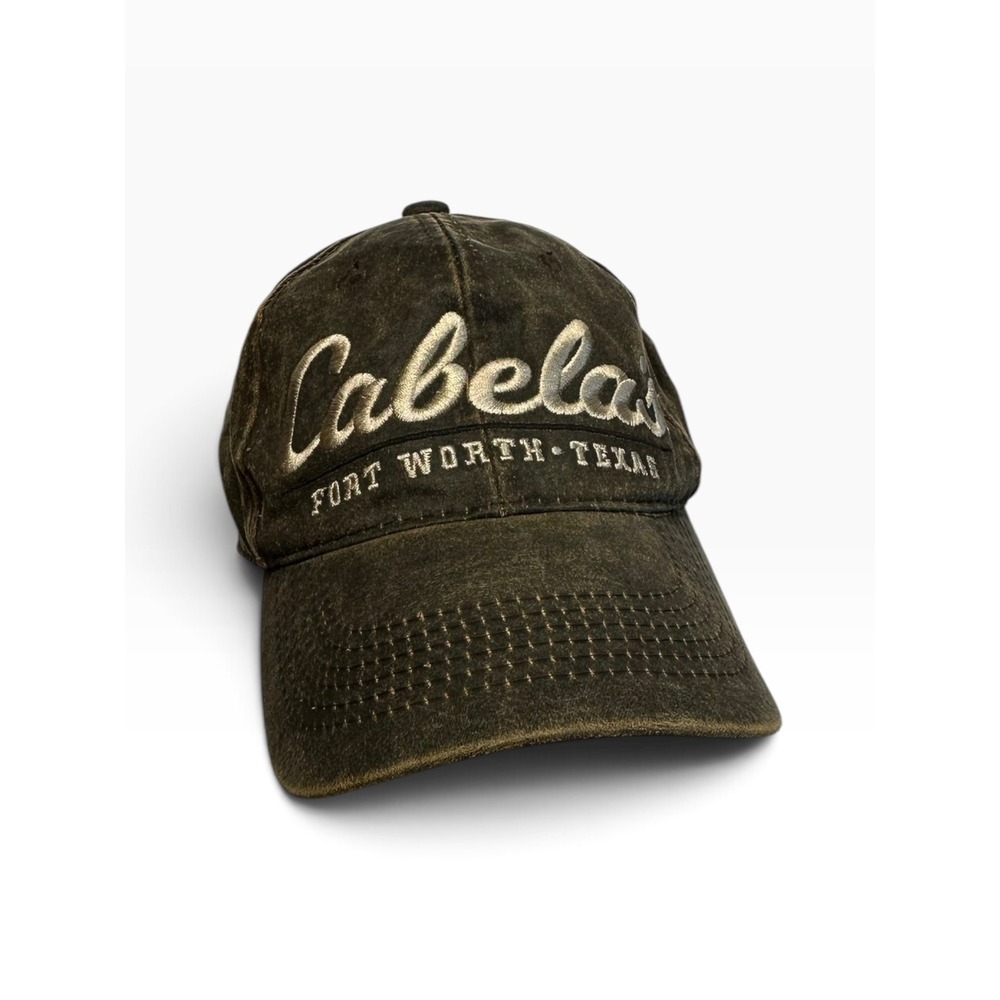 Cabela's Baseball Cap Men OSFM Brown Texas Fort Worth Oiled Cotton Style Hat